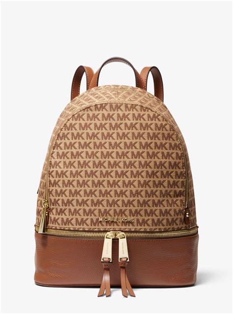 michael kors rhea jacquard signature backpack|Rhea Medium Logo Jacquard Backpack .